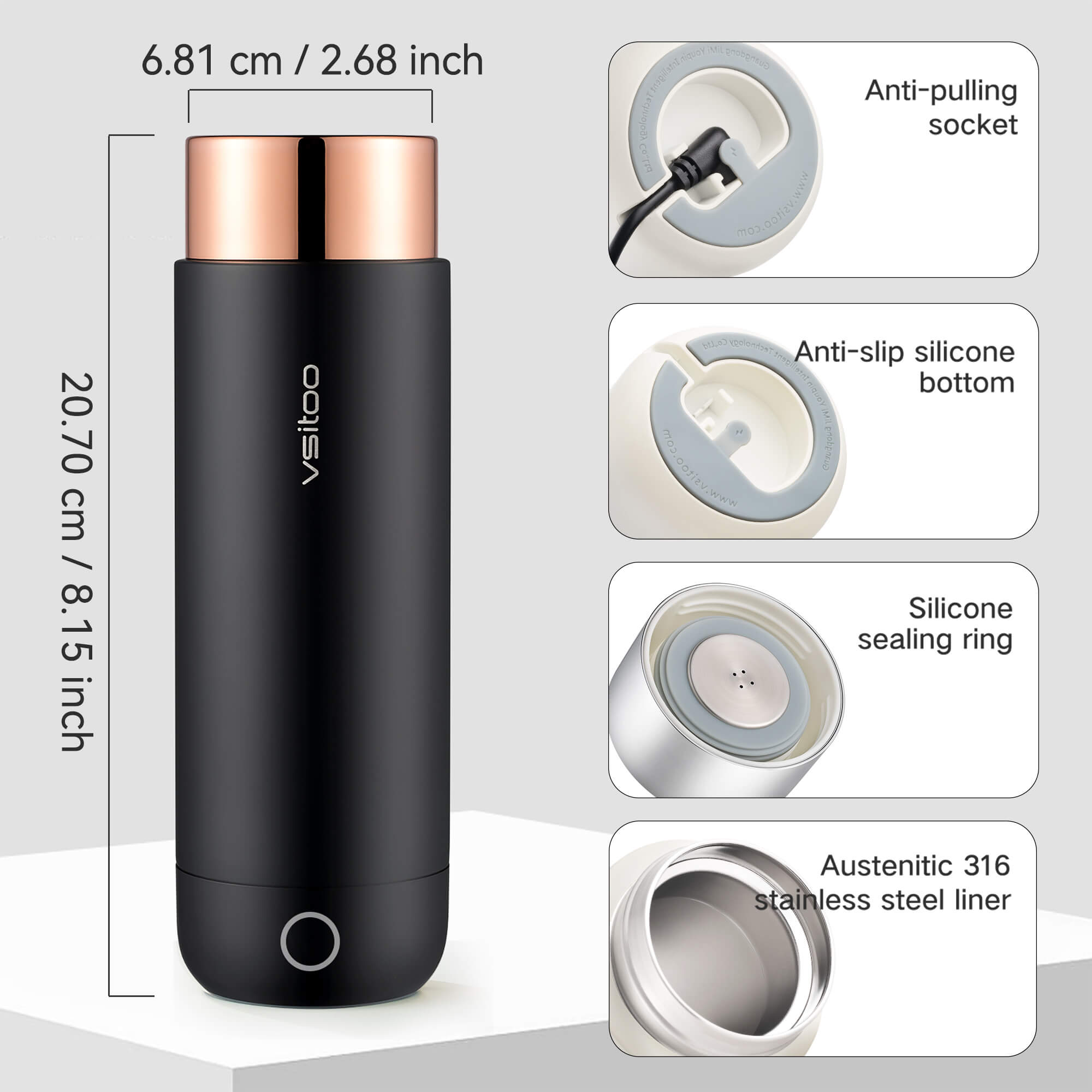 Car heated travel bottle H1 - product detail view 10