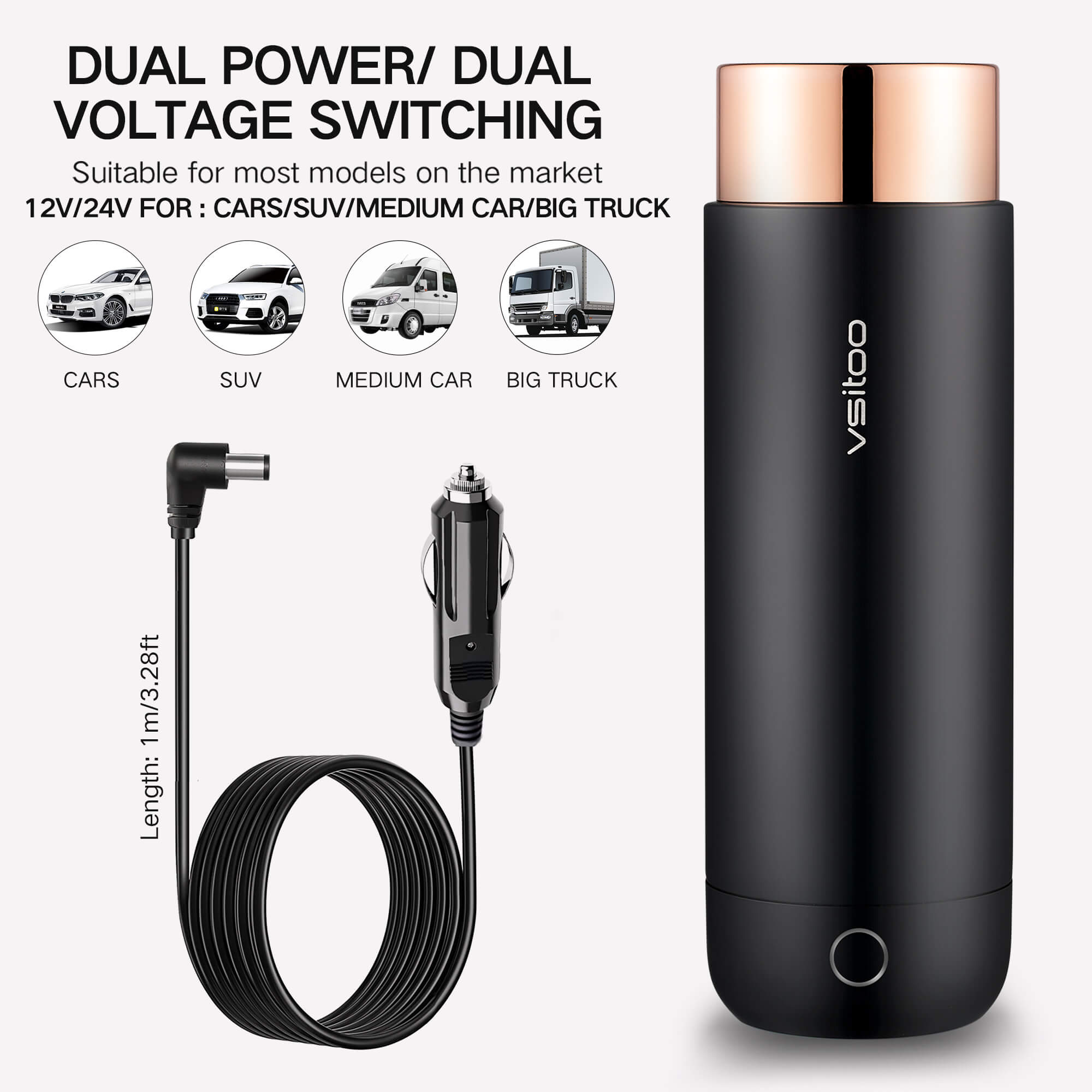 Car heated travel bottle H1 - packaging and accessories