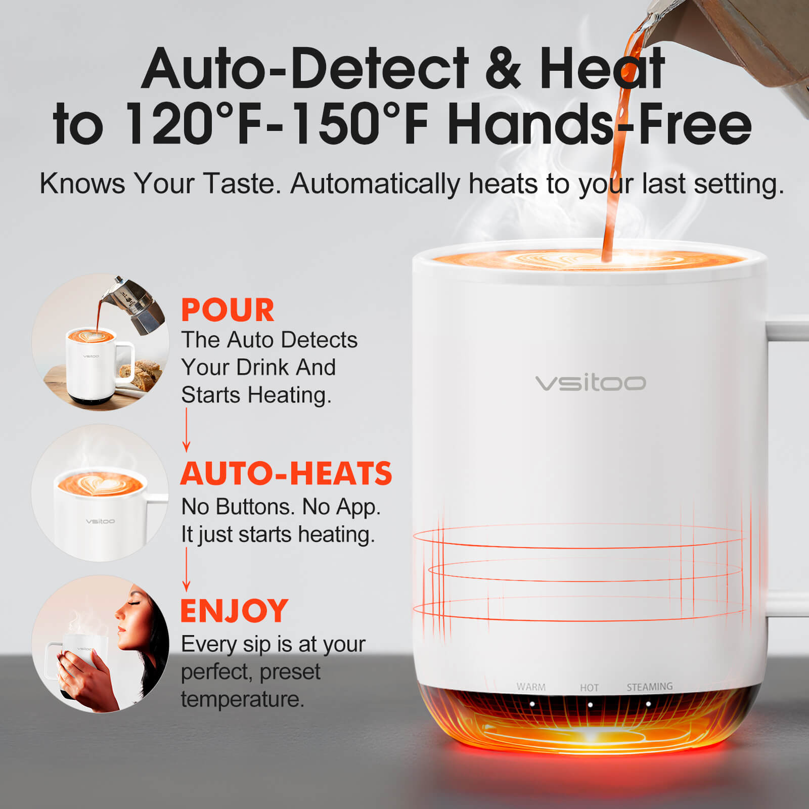 Self heating coffee mug S3 Plus - product feature detail