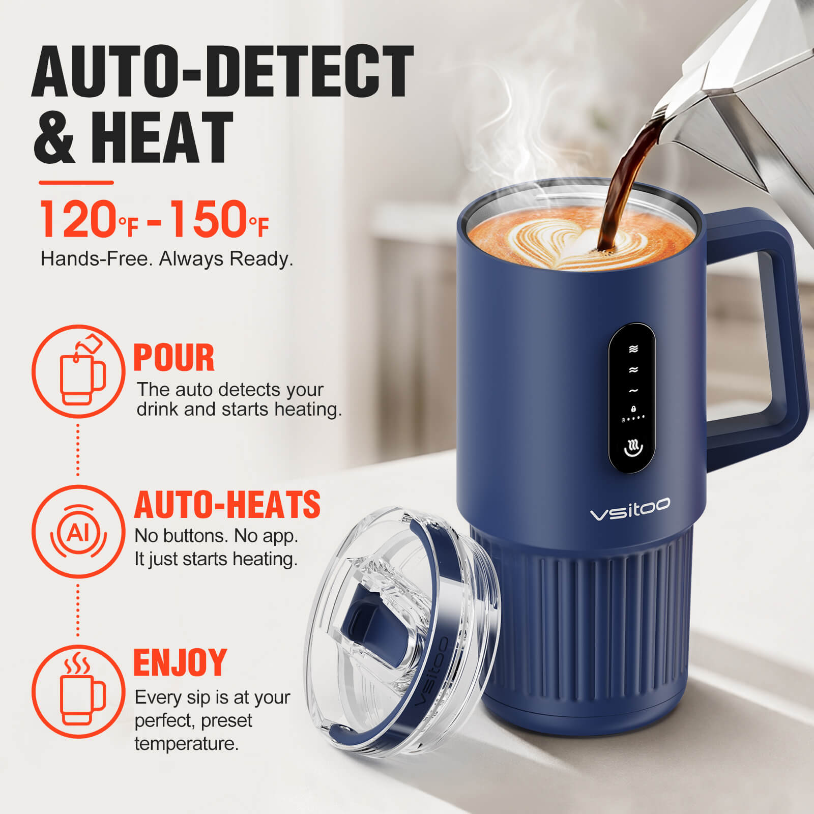 Large self heating travel mug S5 Pro - product feature detail