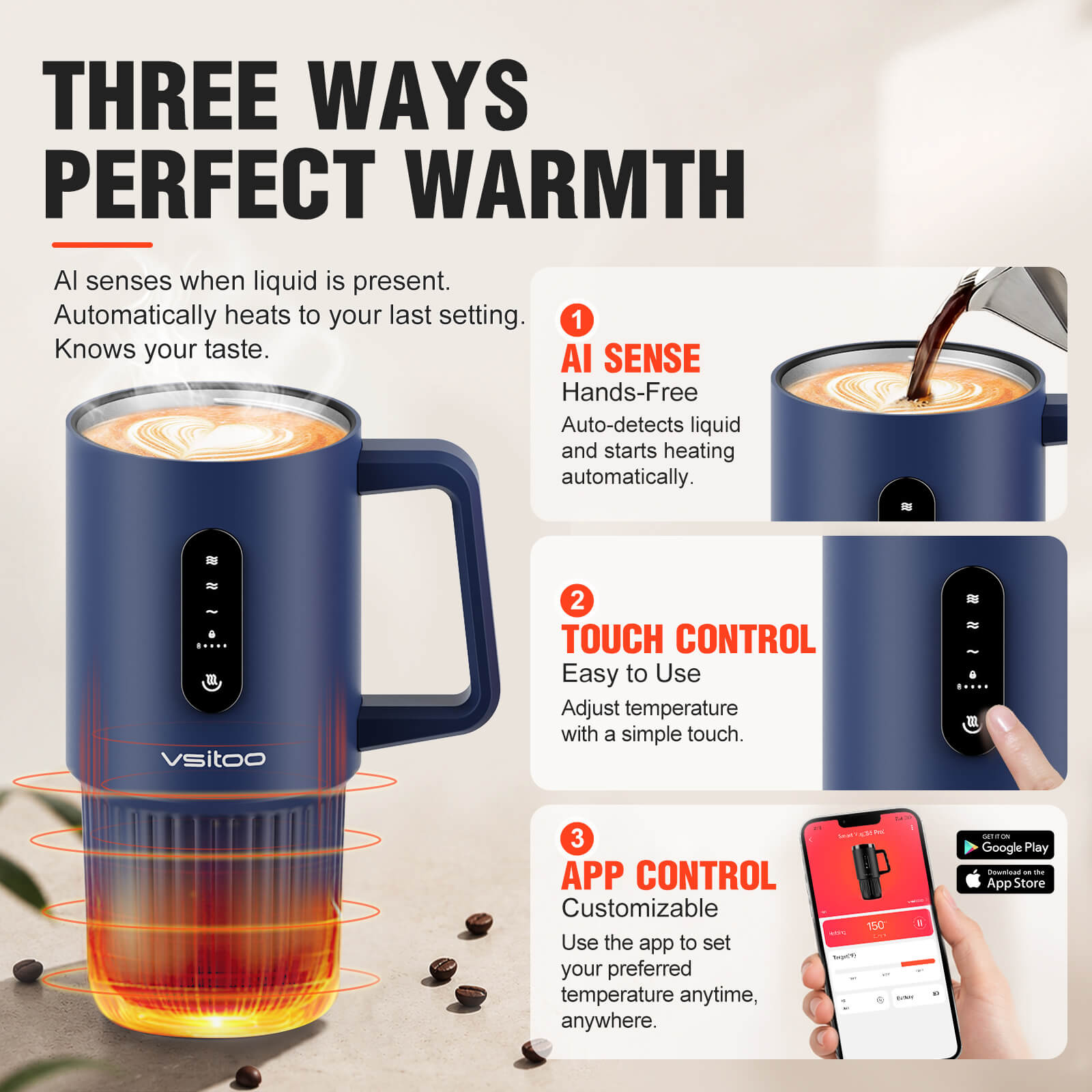 Large self heating travel mug S5 Pro - lifestyle usage scene