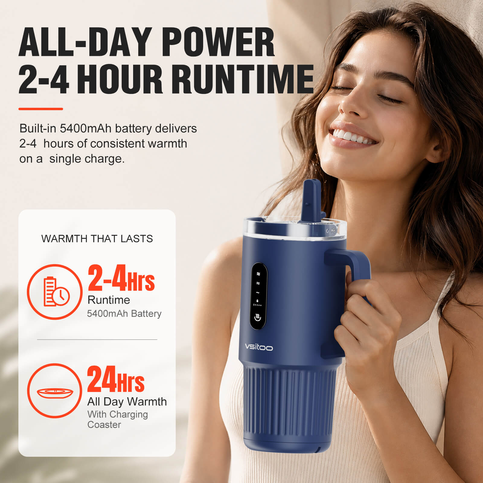Large self heating travel mug S5 Pro - packaging and accessories