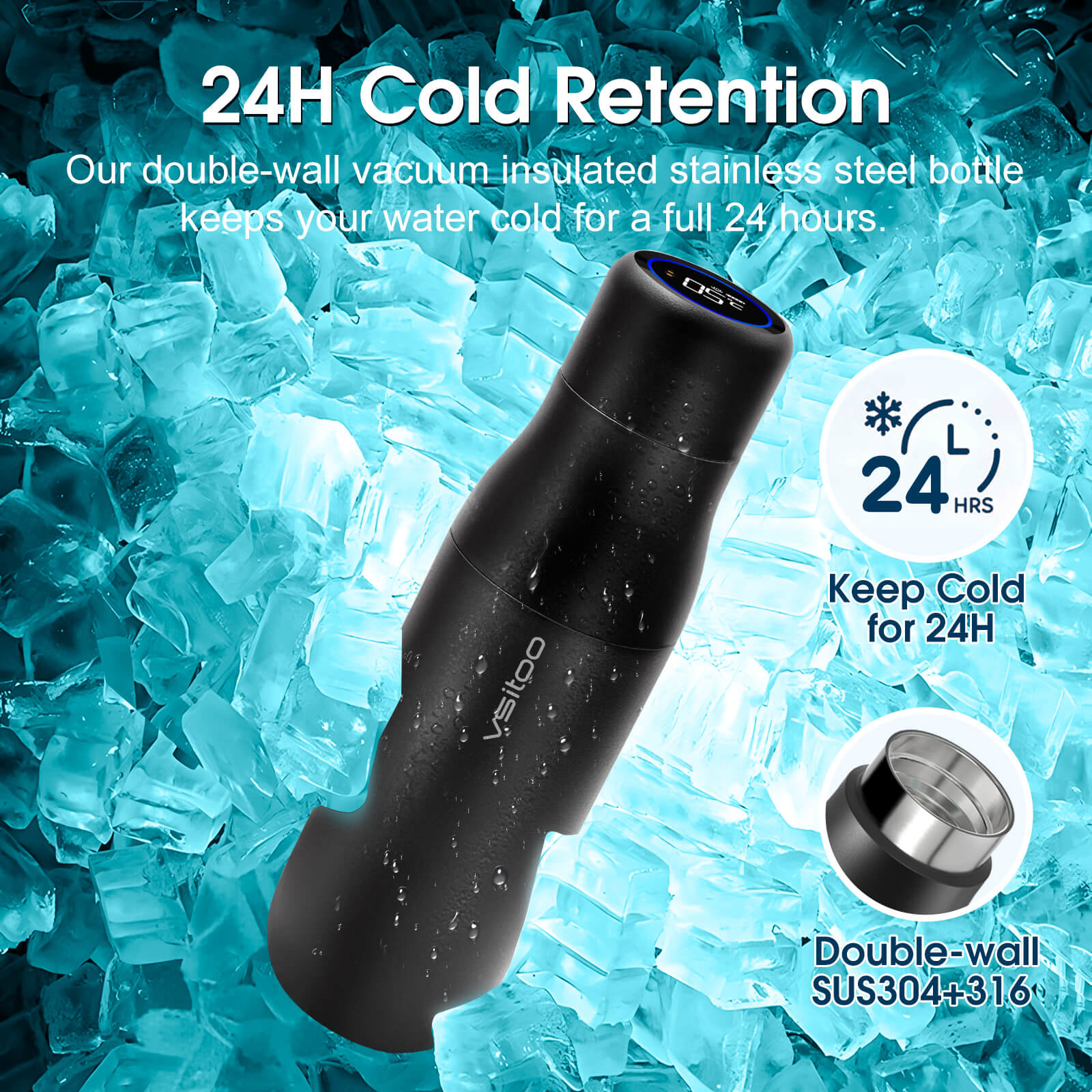 Self cleaning UV water bottle S1 - product detail view 28