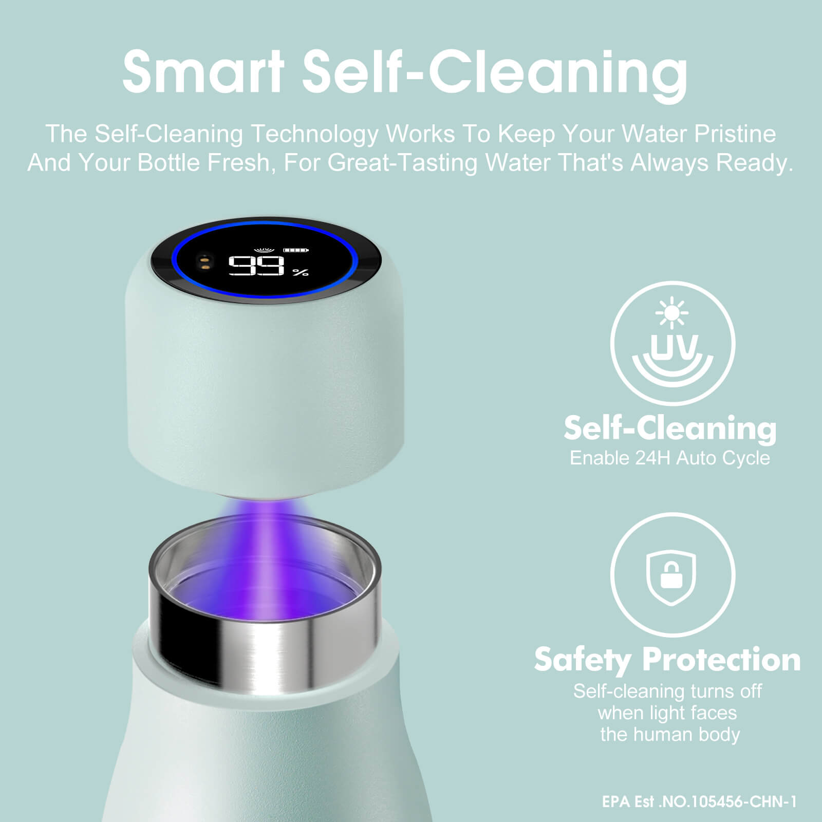 Self cleaning UV water bottle S1 - lifestyle usage scene