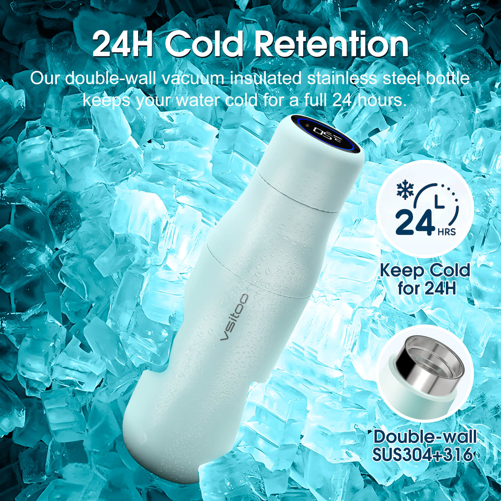 Self cleaning UV water bottle S1 - product detail view 8