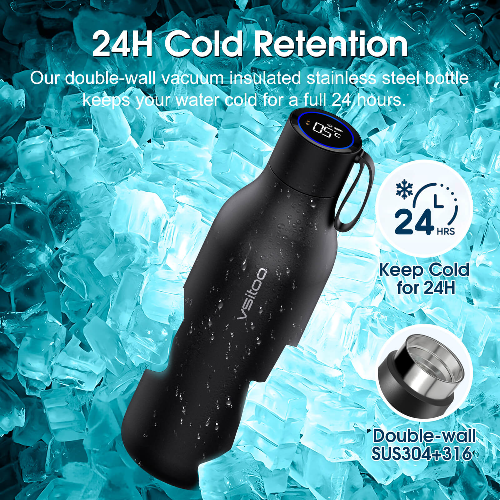 Large self cleaning water bottle S1 Max - product detail view 8