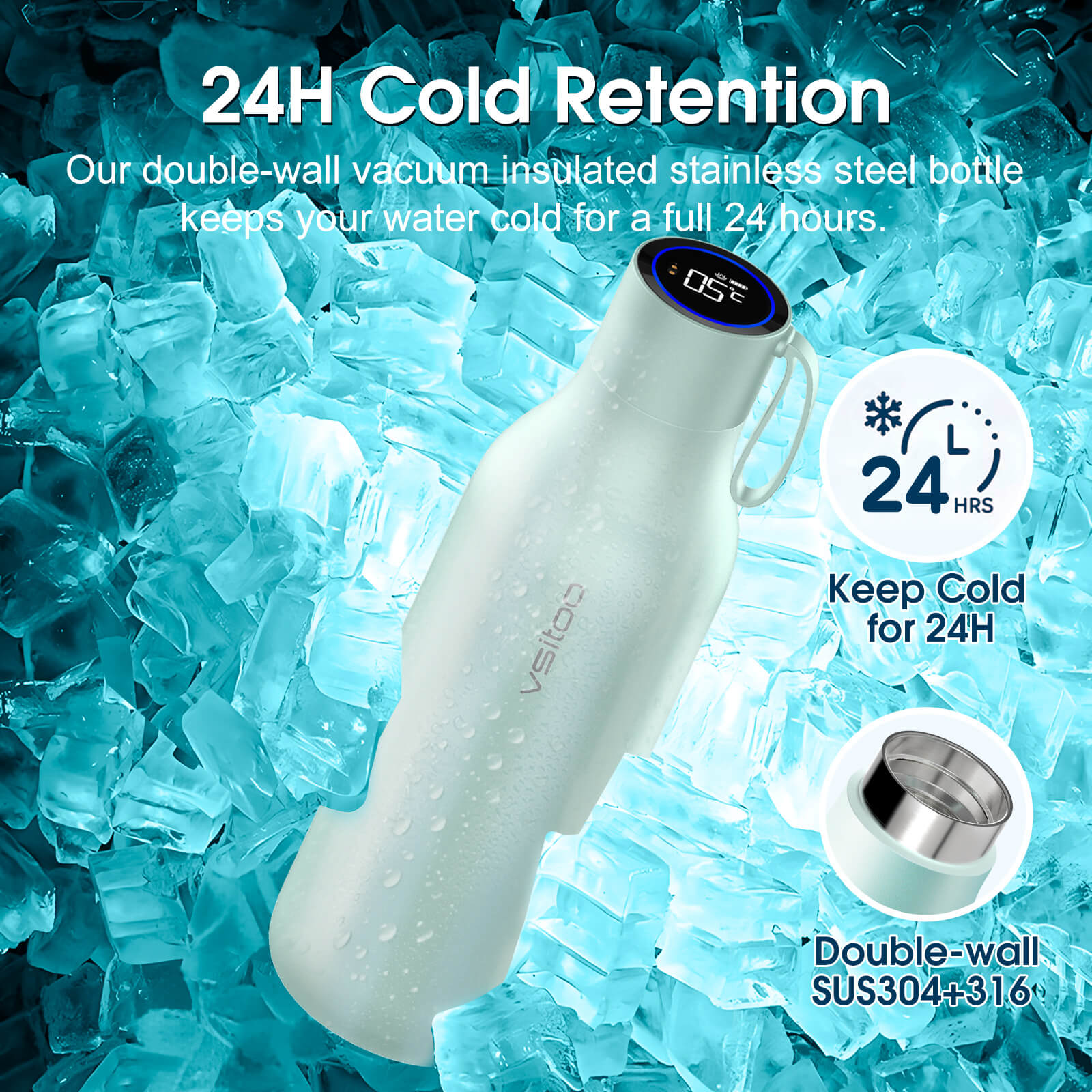 Large self cleaning water bottle S1 Max - product detail view 38