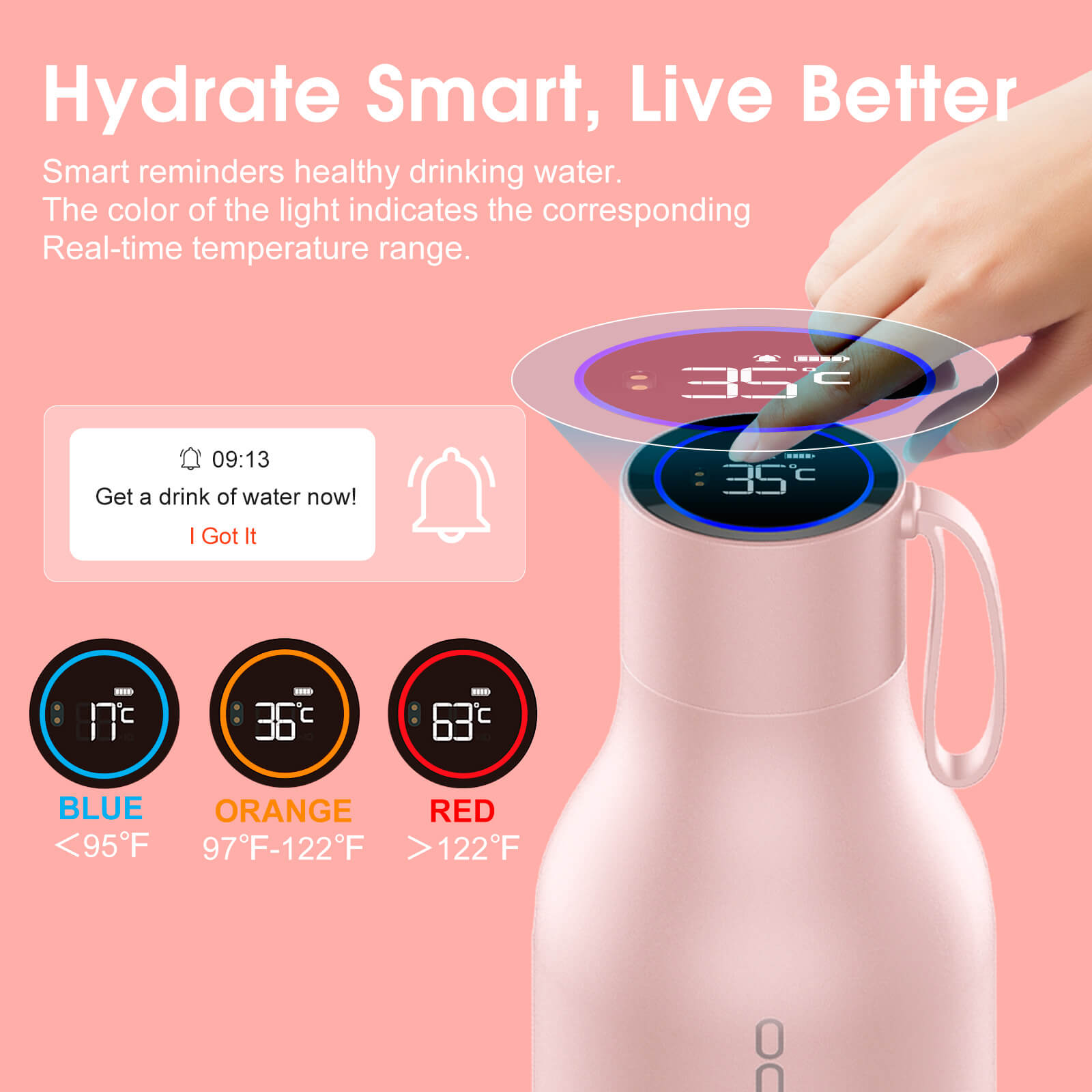 Large self cleaning water bottle S1 Max - product detail view 25