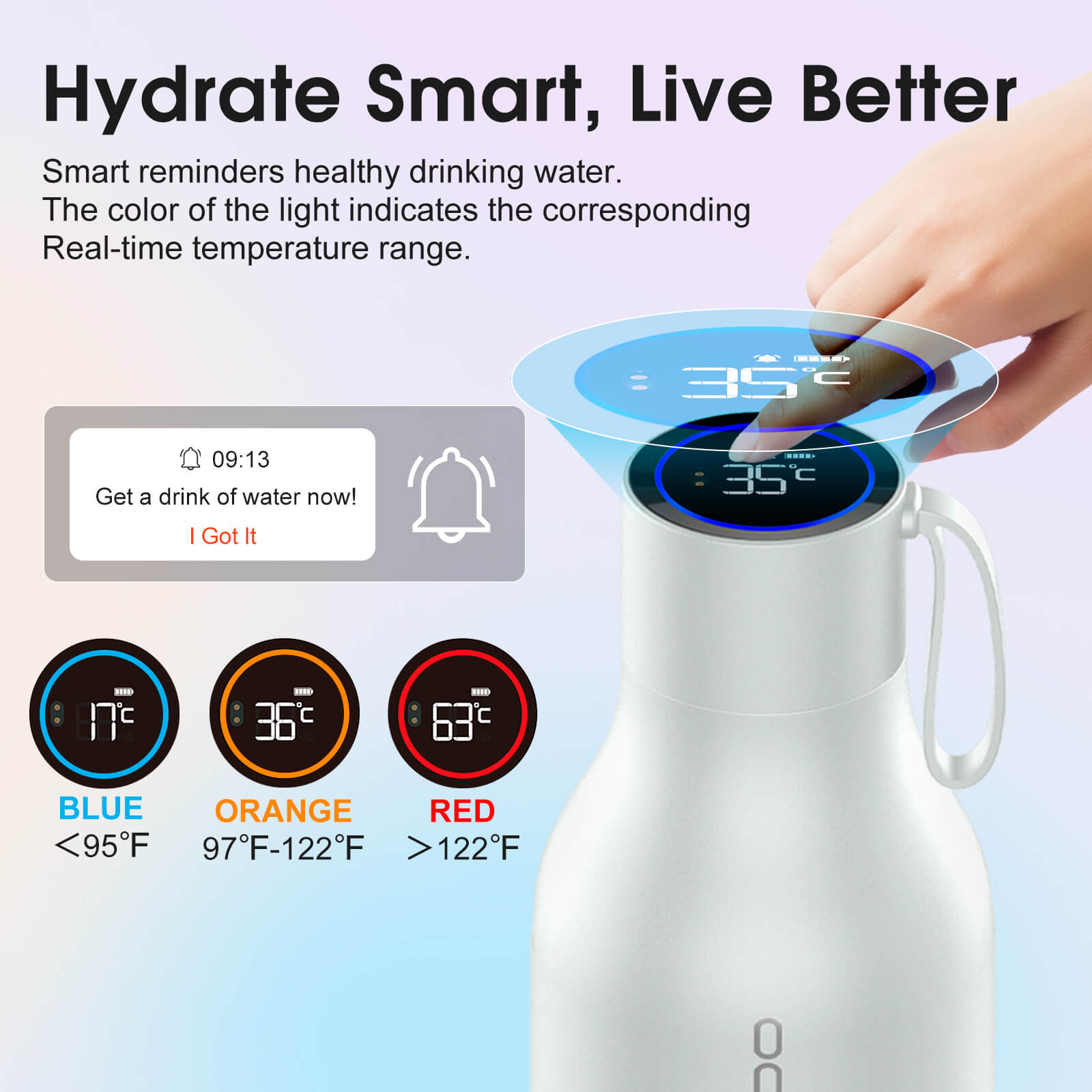 Large self cleaning water bottle S1 Max - product detail view 15