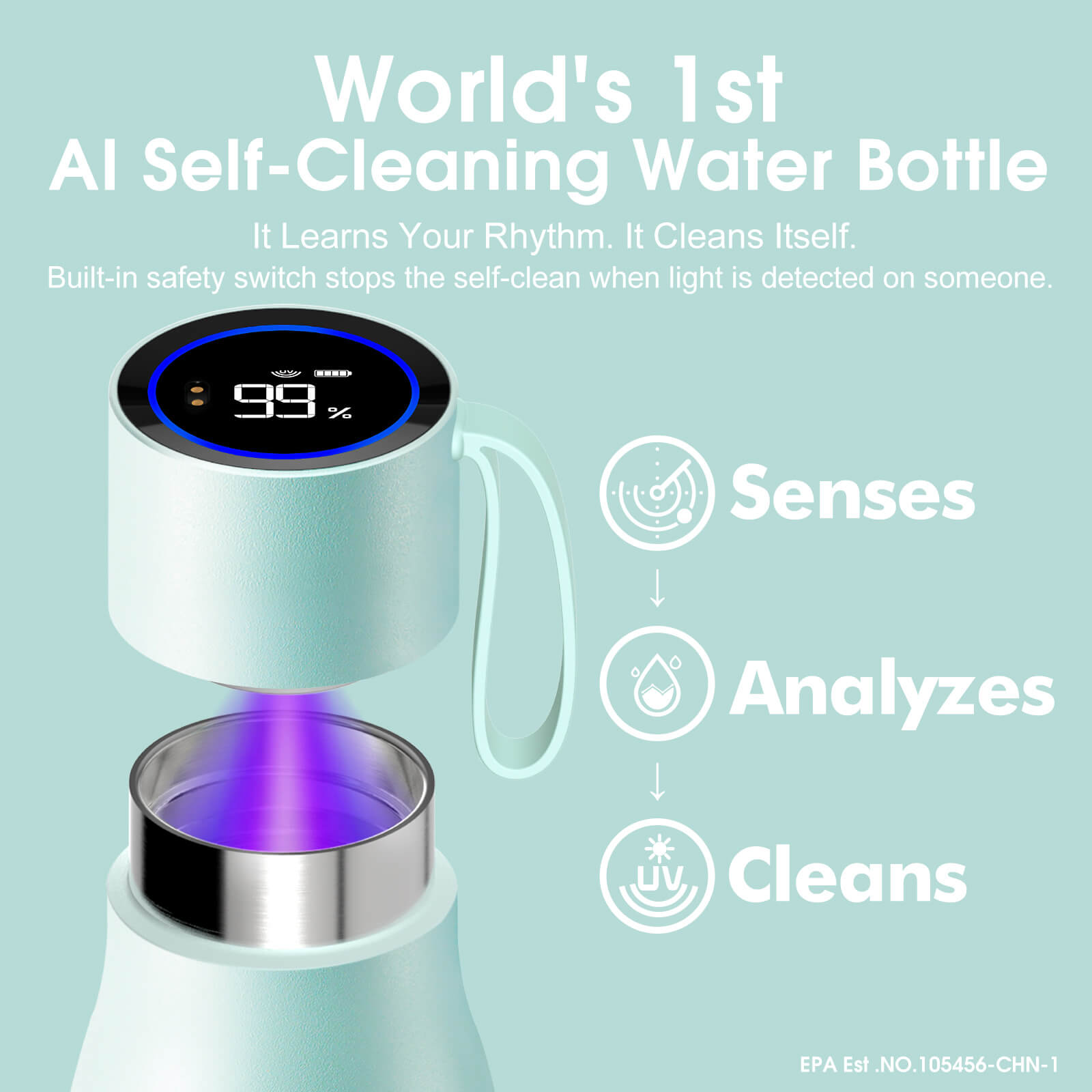 Self cleaning UV water bottle S1 Pro - product detail view 34