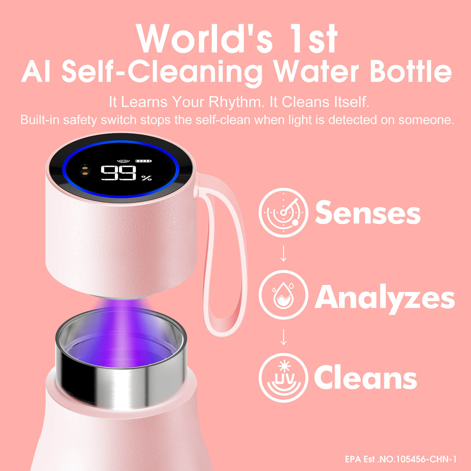 Self cleaning UV water bottle S1 Pro - product detail view 24