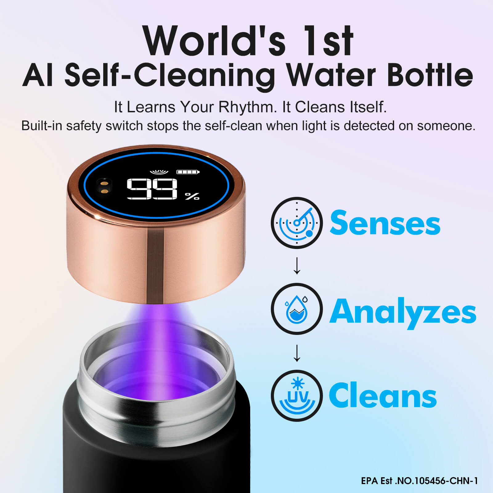 Portable self cleaning water bottle S1 Lite - product detail view 22