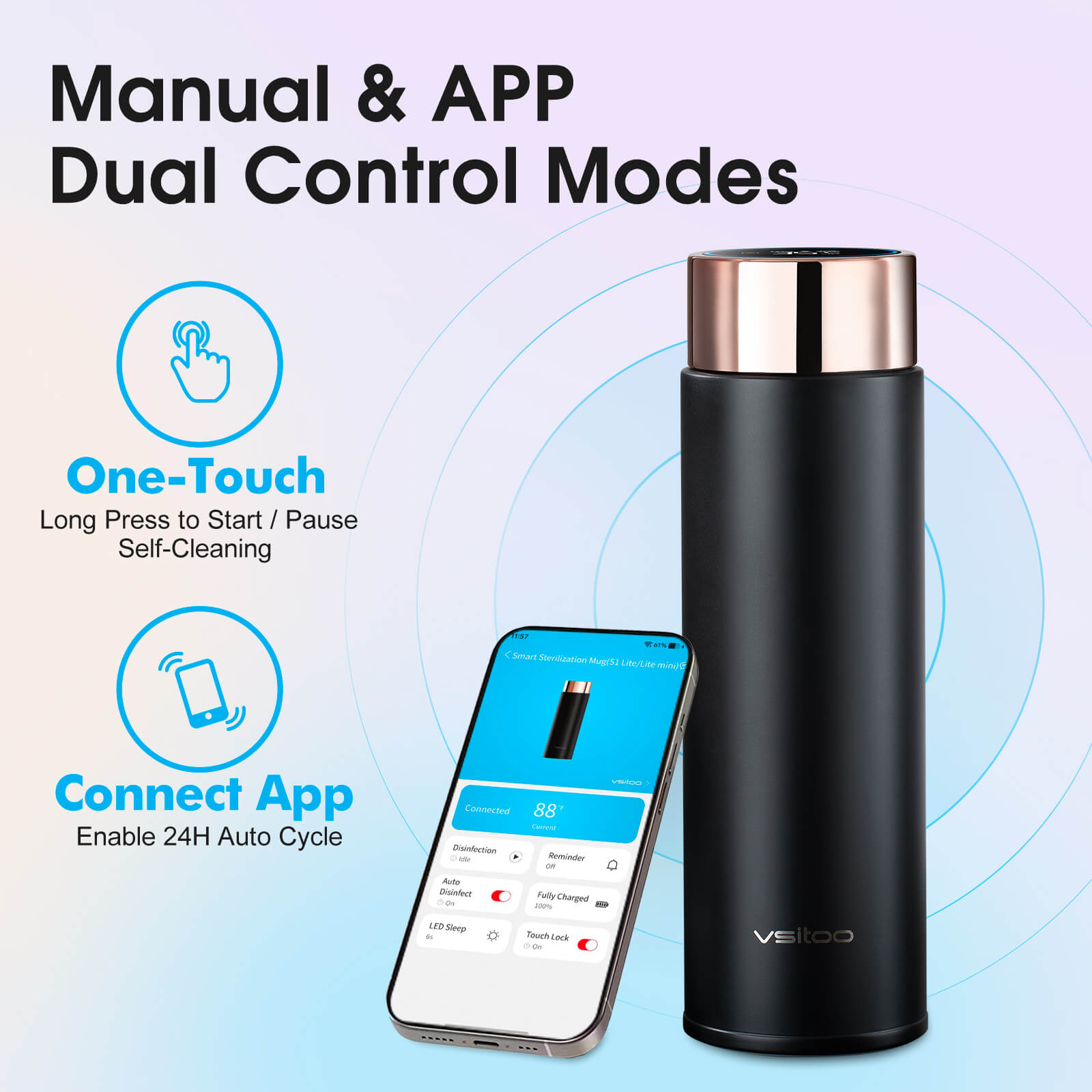 Portable self cleaning water bottle S1 Lite - product detail view 23