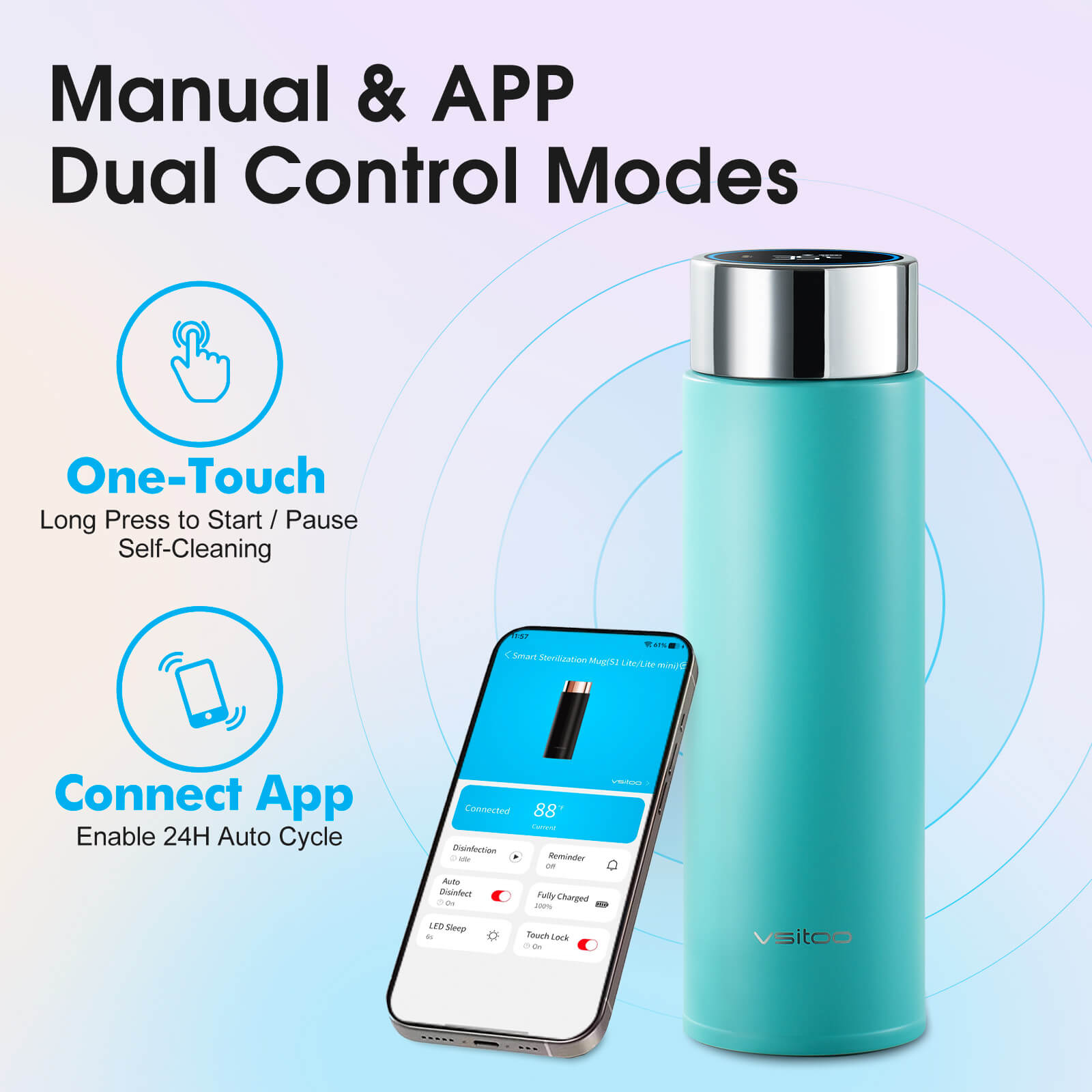 Portable self cleaning water bottle S1 Lite - product detail view 33