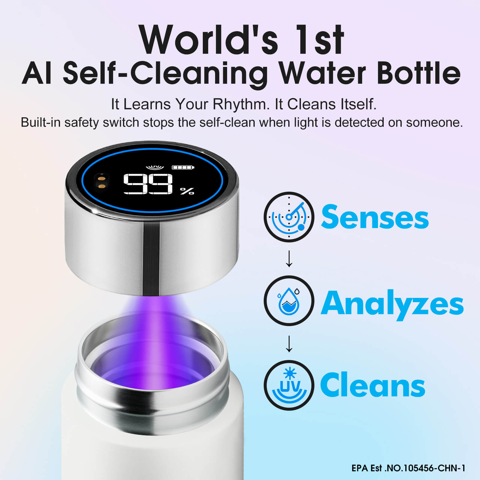 Portable self cleaning water bottle S1 Lite - product detail view 13