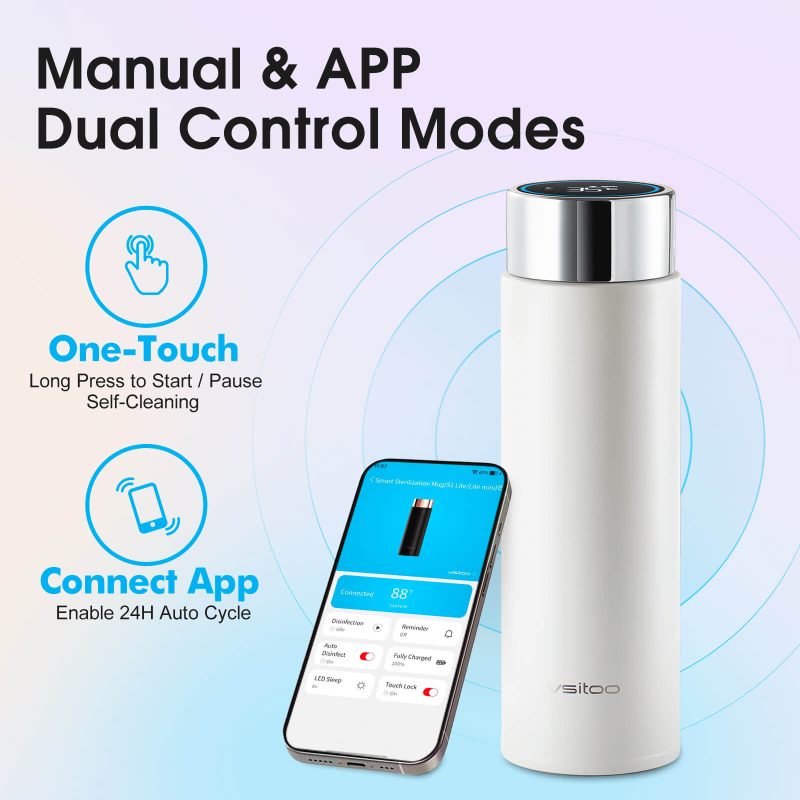 Portable self cleaning water bottle S1 Lite - product detail view 15