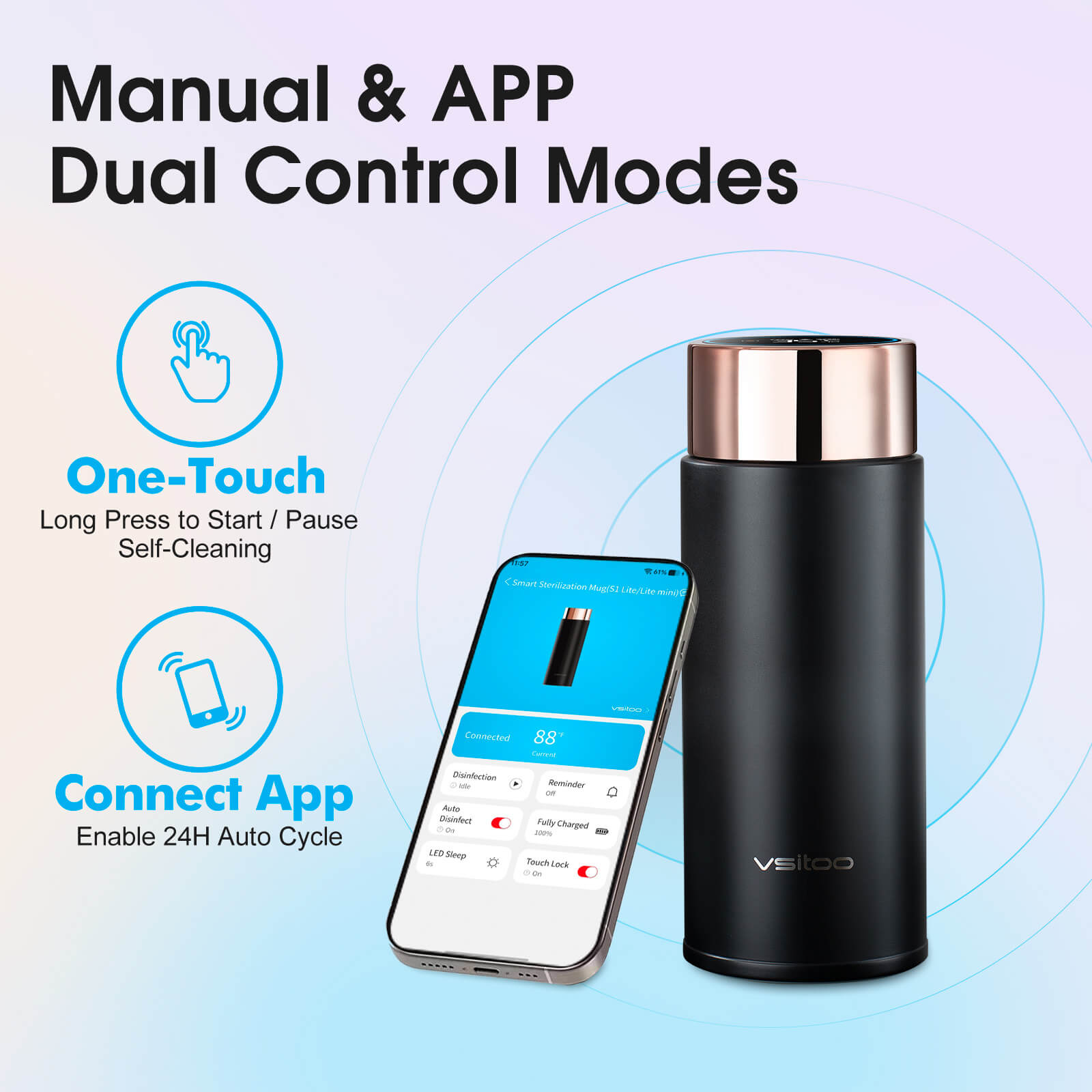 Compact self cleaning water bottle S1 Lite Mini - product detail view 16