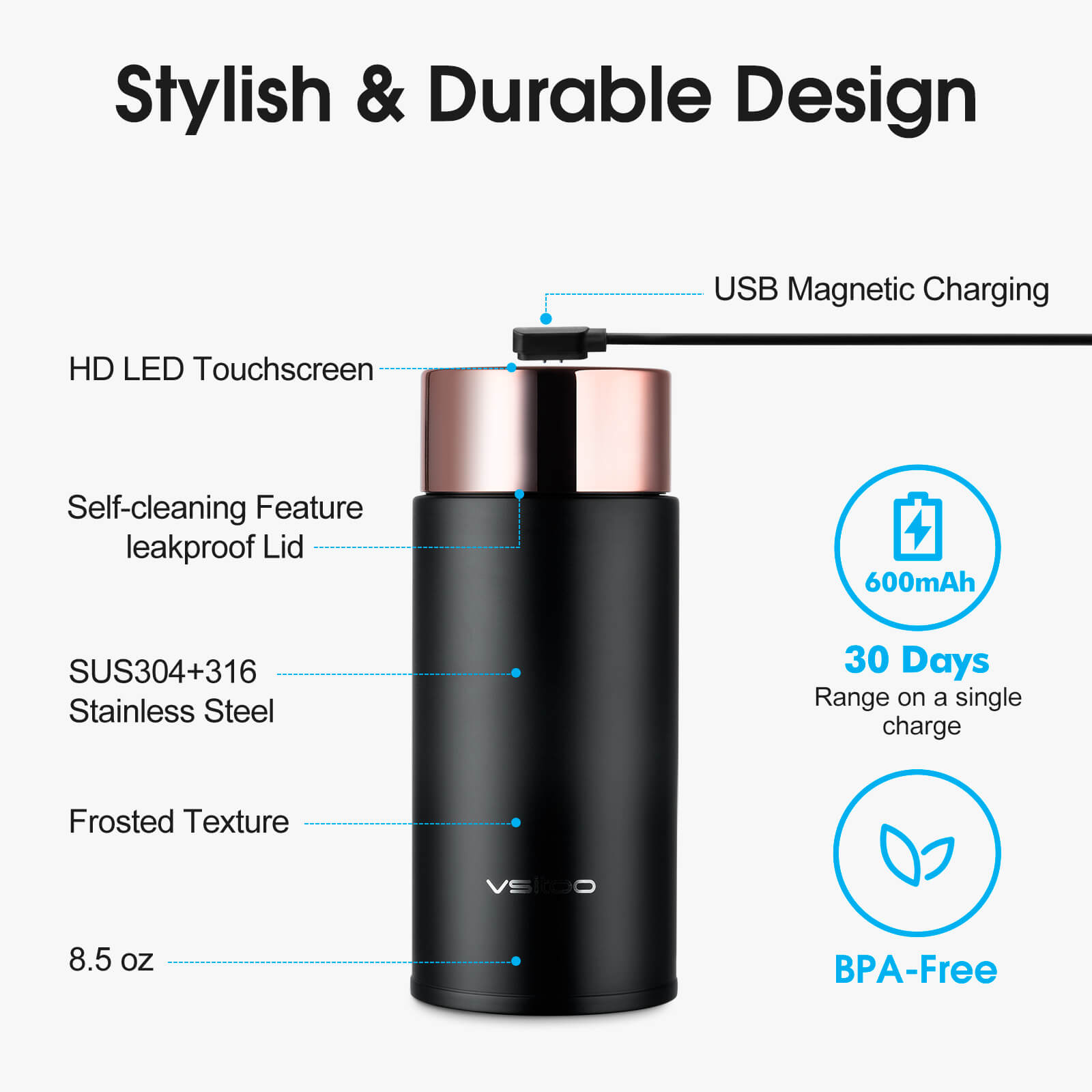 Compact self cleaning water bottle S1 Lite Mini - product detail view 17