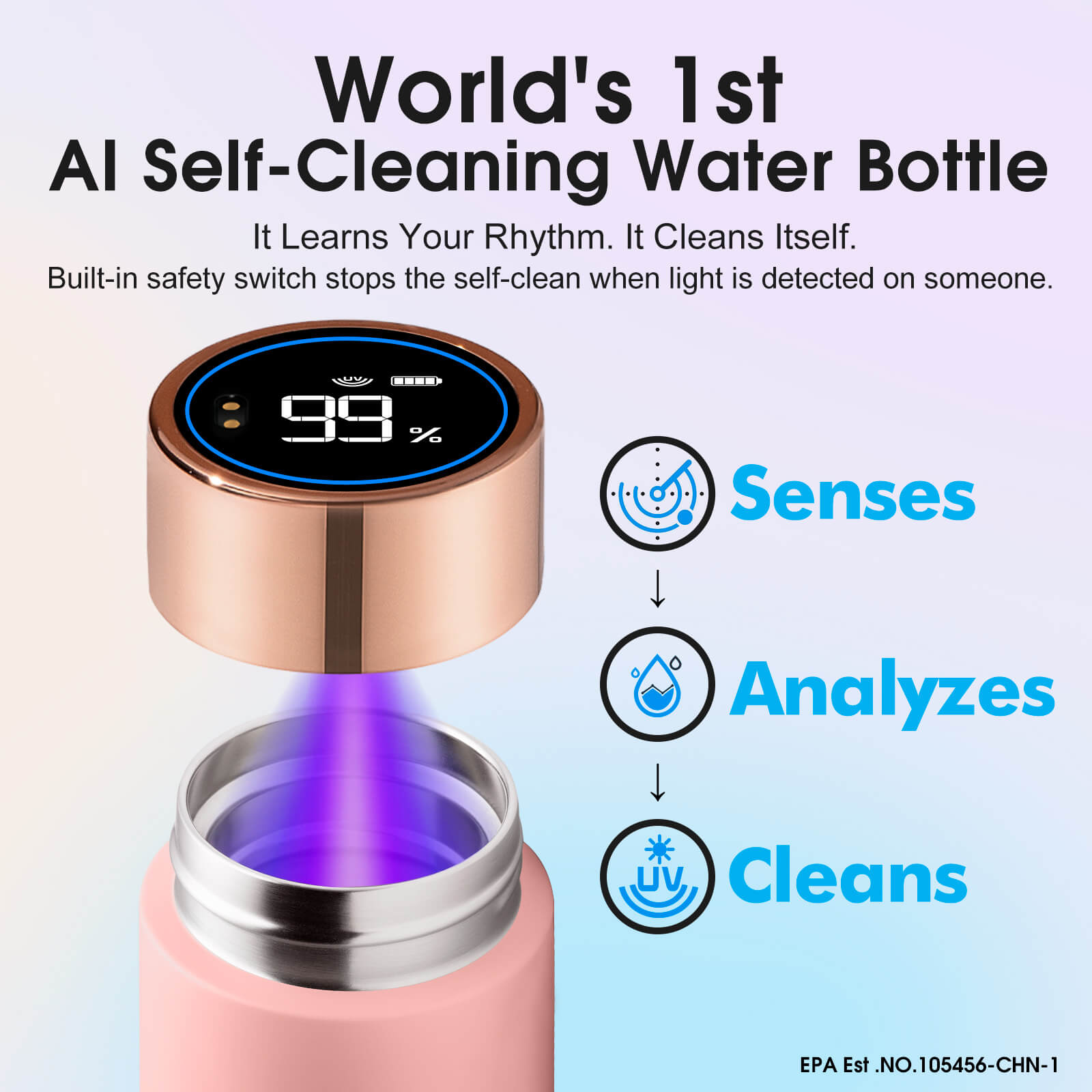 Compact self cleaning water bottle S1 Lite Mini - product detail view 24