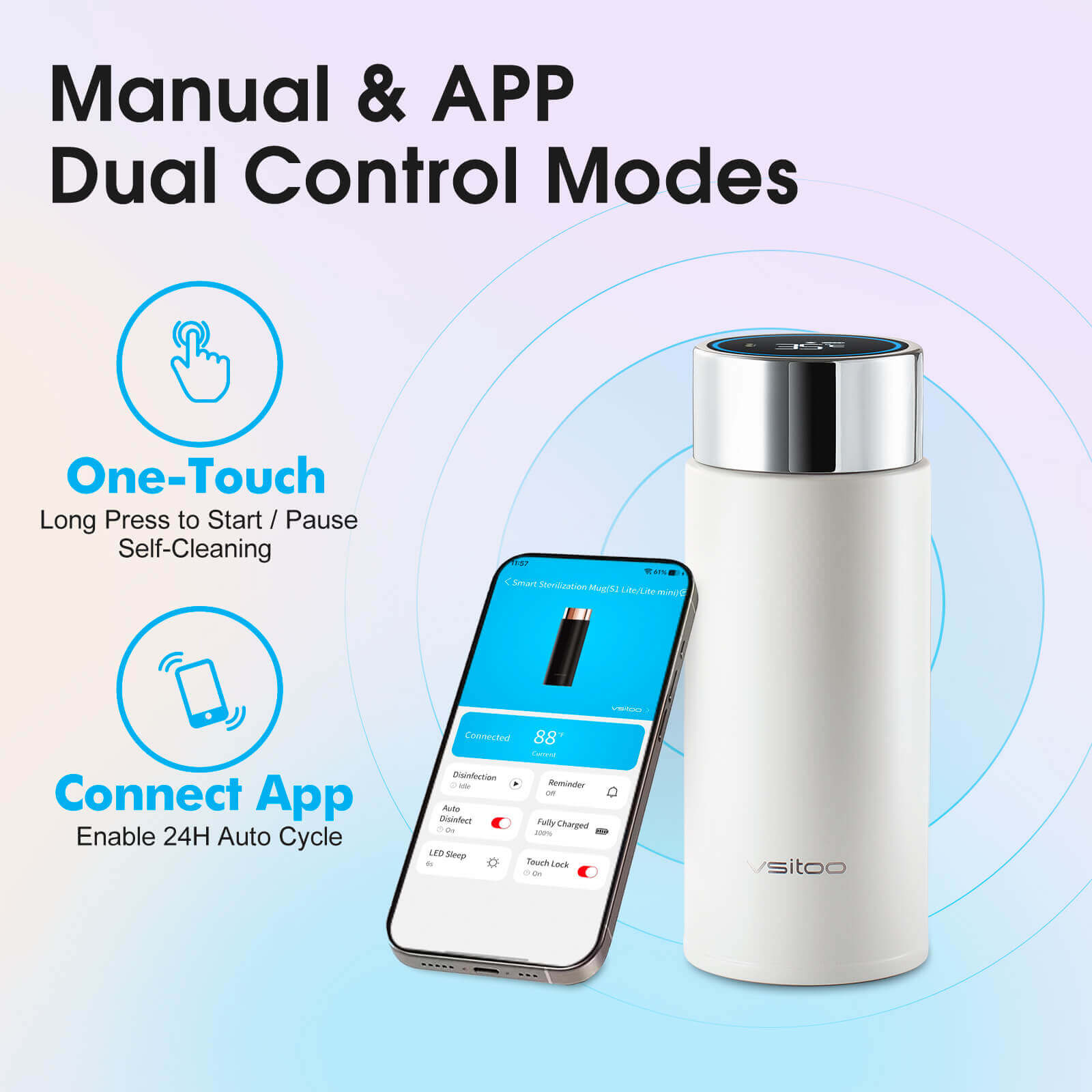 Compact self cleaning water bottle S1 Lite Mini - product detail view 36
