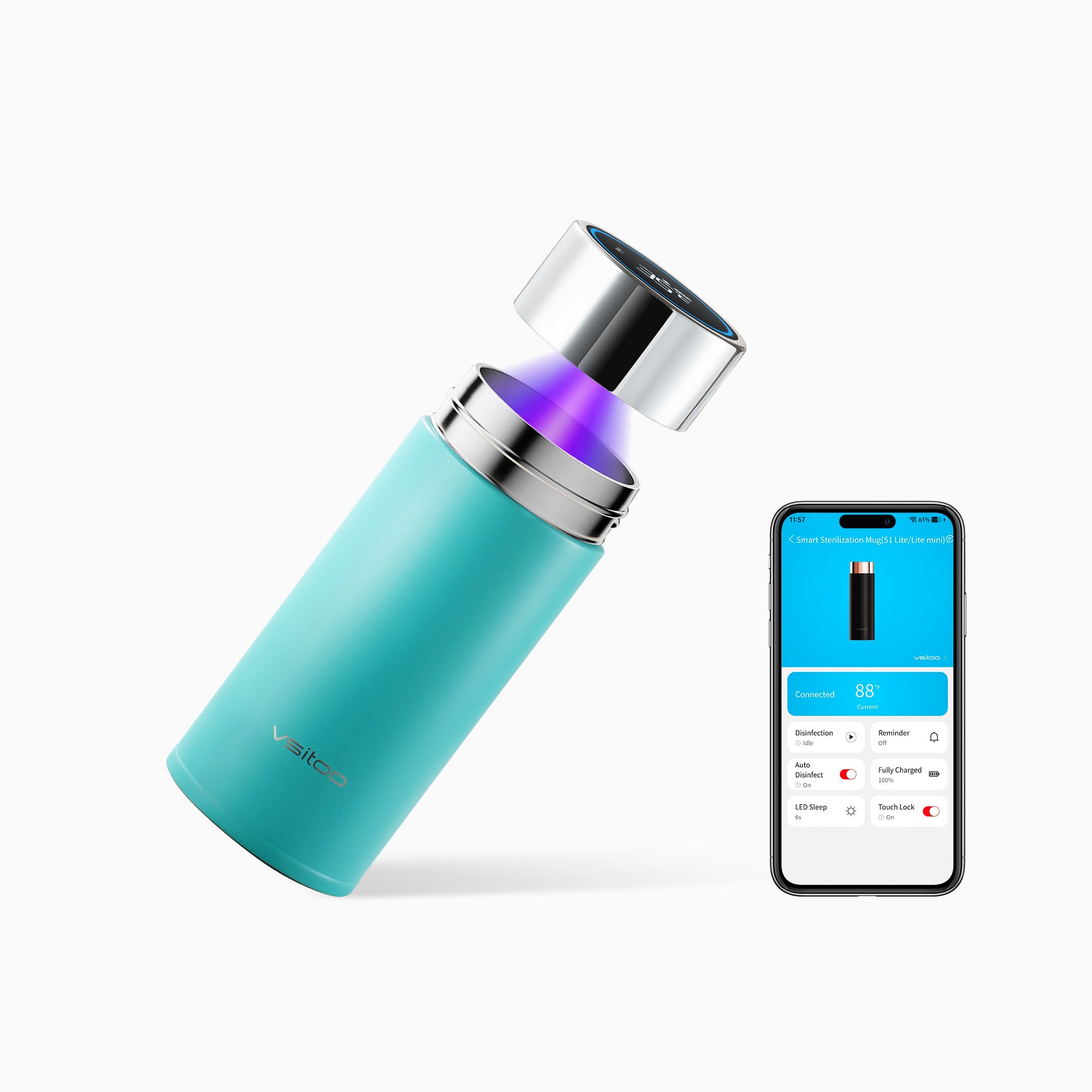 Compact self cleaning water bottle S1 Lite Mini - alternate angle